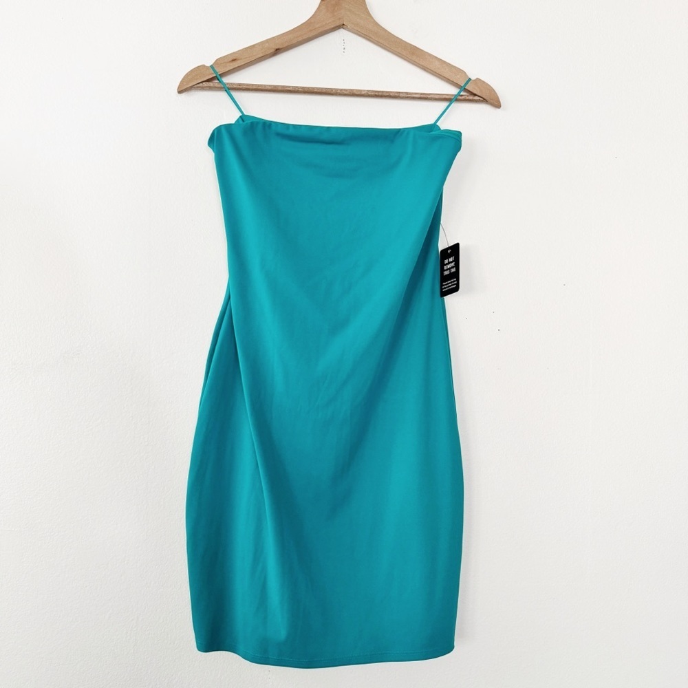 Express Turquoise mini strapless dress small NWT
